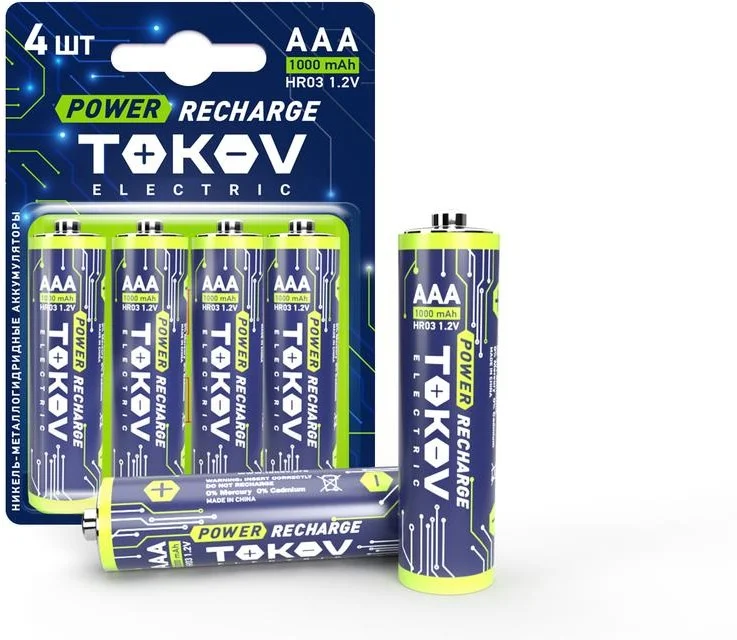 Аккумулятор AAA/HR03 1000мА.ч (блист.4шт) TOKOV ELECTRIC