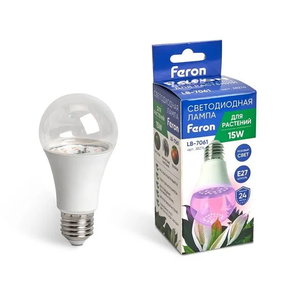 Лампа LED 15вт Е27 для растений и рассады FERON LB-7061 38276