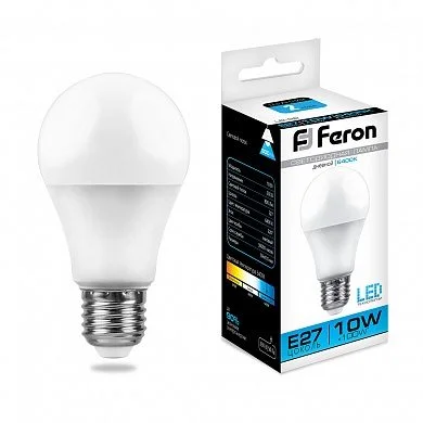 Лампа светодиодная LED 10вт Е27 дневной FERON LB-92 25459