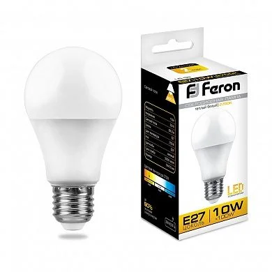 Лампа светодиодная LED 10вт Е27 теплый FERON LB-92 25457