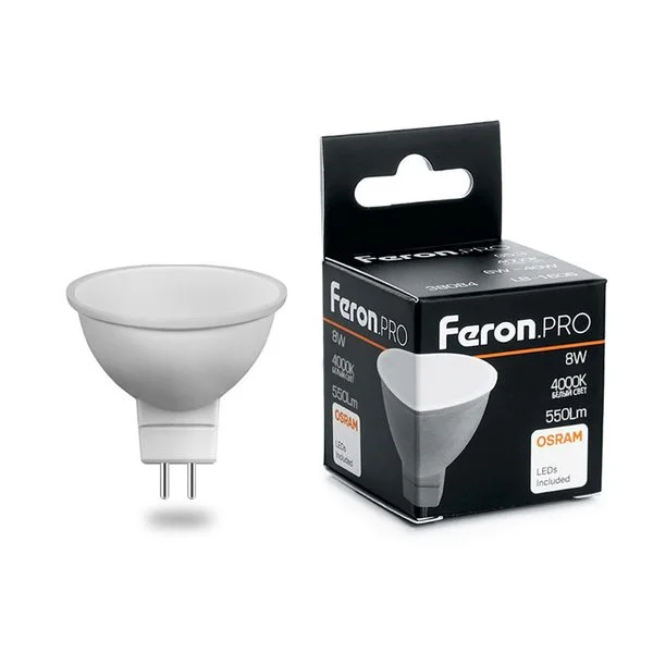 Лампа светодиодная LED 8вт 230в GU5.3 белый Feron.PRO, FERON, LB-1608 38090