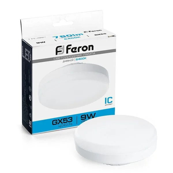 Лампа светодиодная LED 9вт GX53 дневной таблетка, FERON, LB-452 25867