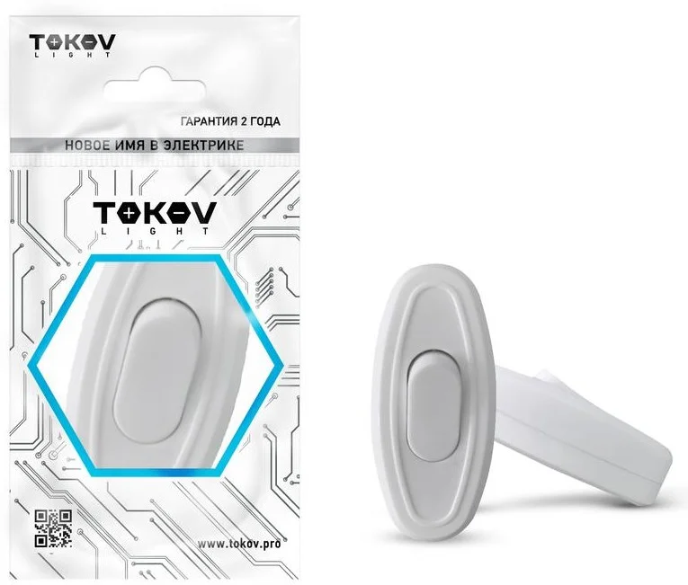 Переключатель на шнур 6А 250В IP20 белый TOKOV ELECTRIC