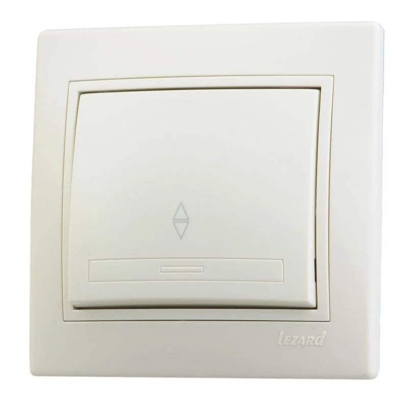 Переключатель проходной 1-кл. СП Mira 10А IP20 со вставкой крем. LEZARD 701-0303-105
