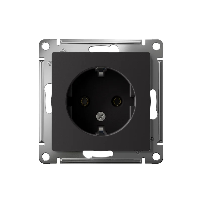 Розетка 1-м СП AtlasDesign 16А IP20 с заземл. механизм карбон SE ATN001043
