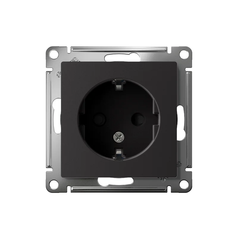 Розетка 1-м СП AtlasDesign 16А IP20 с заземл. защ. шторки механизм карбон SE ATN001045