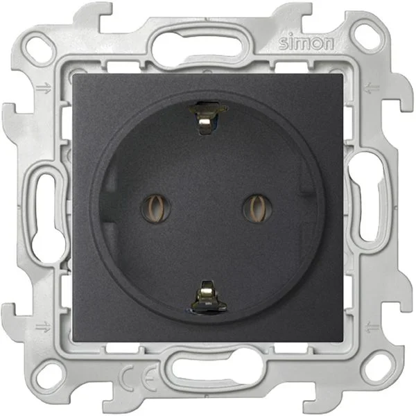 Розетка 1-м СП Simon 24 16А IP44 2P+E Schuko механизм графит Simon 2450448-038