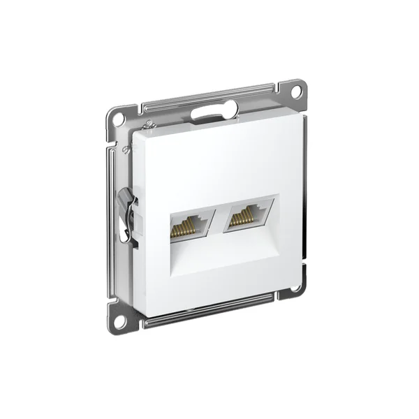 Розетка компьютерная 2-м AtlasDesign RJ45 кат.5E механизм бел. SE ATN000185