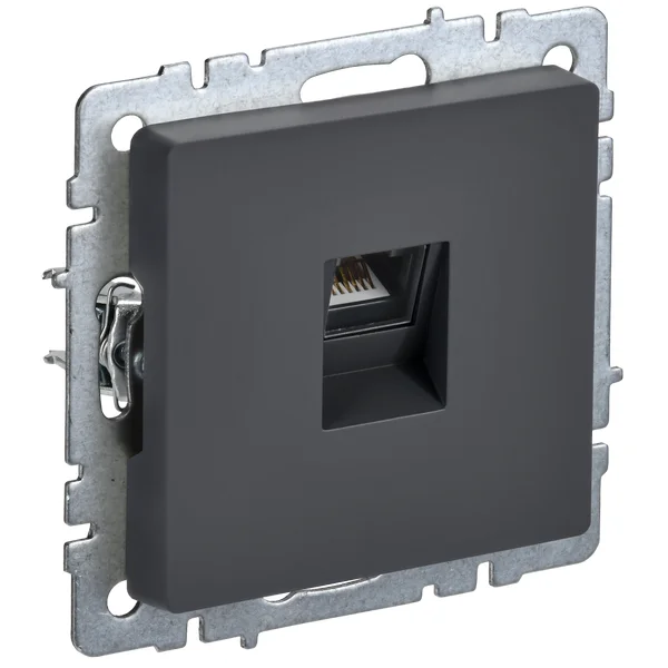 Розетка компьютерная СП RJ45 кат.5E BRITE РК10-БрГ графит IEK BR-K10-1-K53