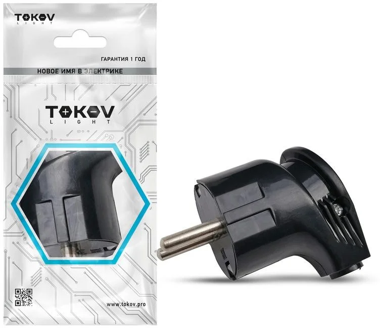 Вилка угловая 16А 250В с заземл. черн. TOKOV ELECTRIC TKL-PLUZ-C05