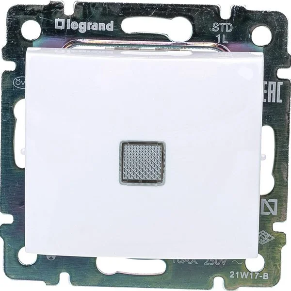 Выключатель 1-кл. СП Valena 10А IP31 с подсветкой механизм бел. (DIY-упак.) Legrand 694261