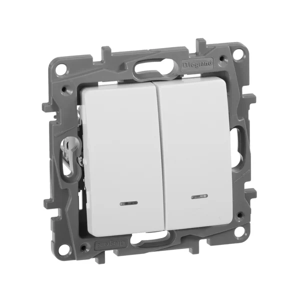 Выключатель 2-кл. СП Etika 10А IP20 250В 10AX с подсветкой механизм бел. Legrand 672204